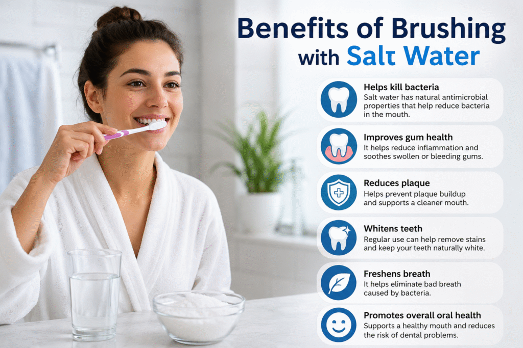 How does salt water benefit oral health?