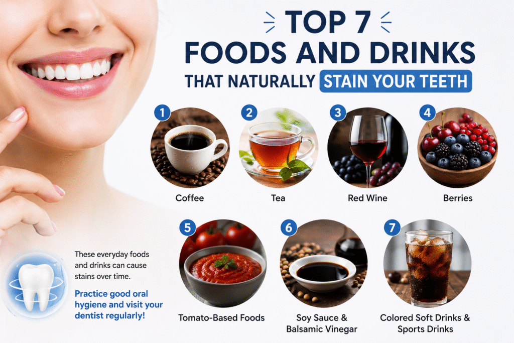 What are the top 7 foods that Naturally stain your teeth?